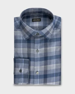 Blue Macro Check Cotton Shirt