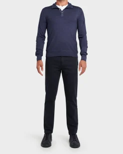 Blue Merino Wool Button Down Knit