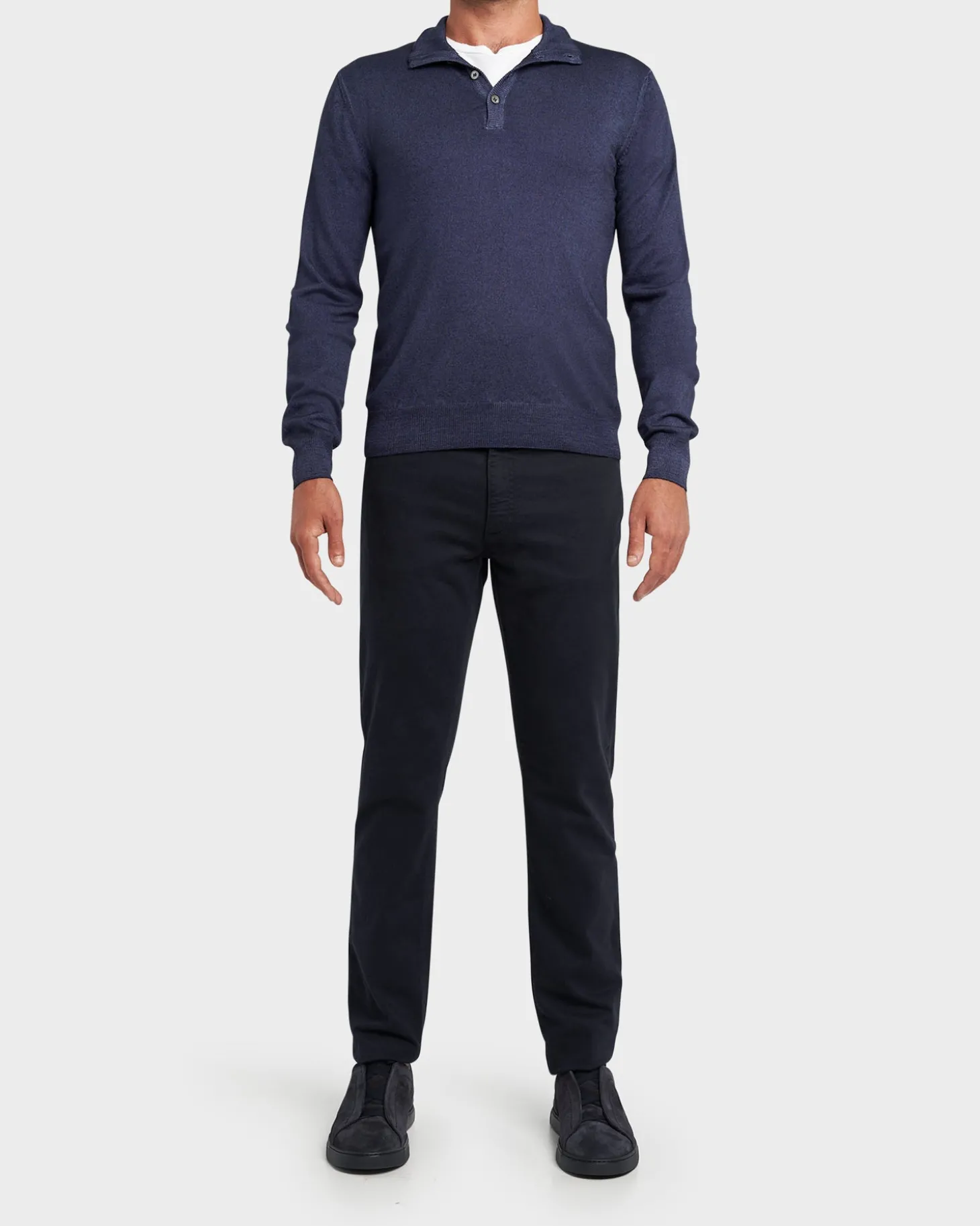 Blue Merino Wool Button Down Knit