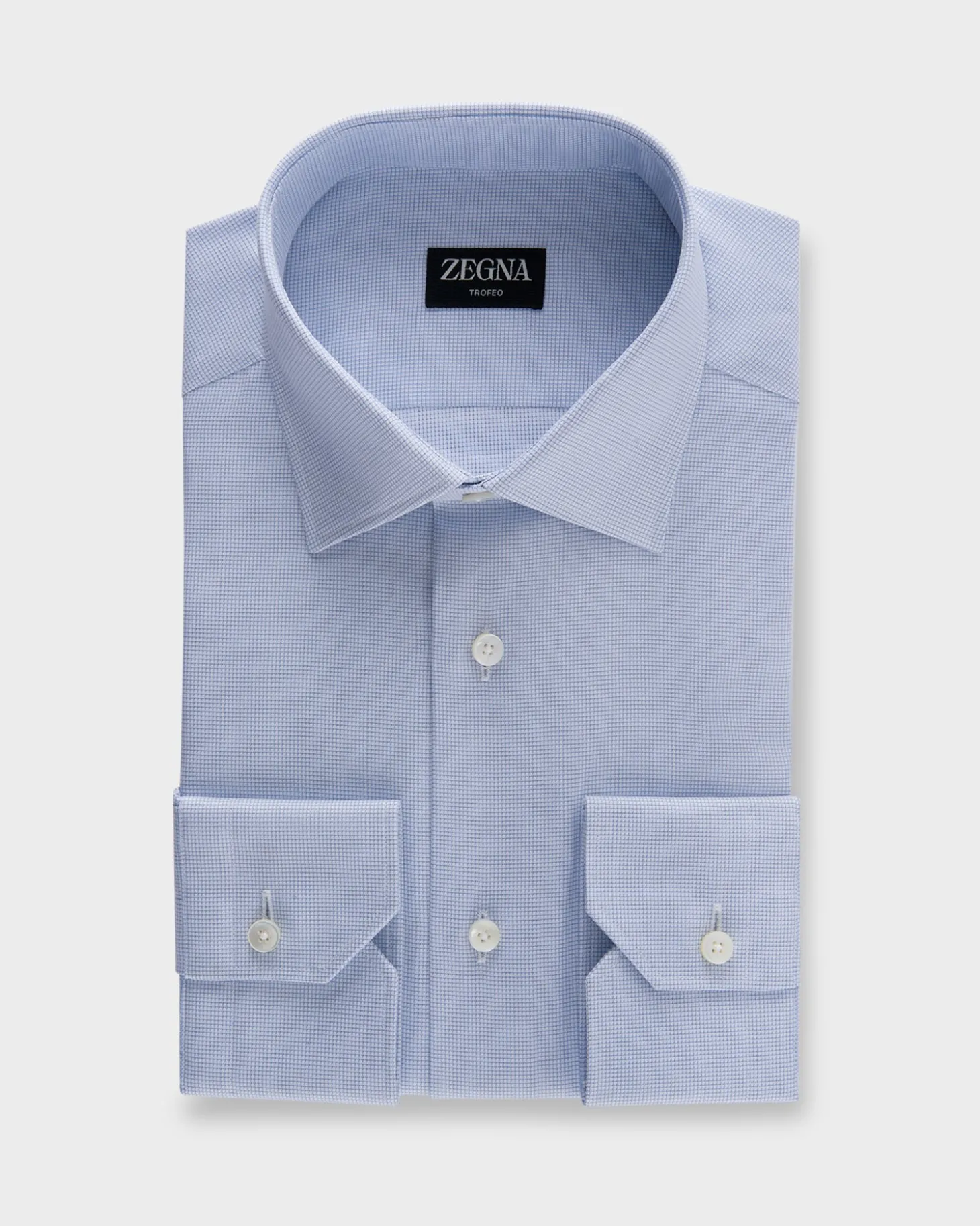 Blue Micro Check Trofeo Cotton Shirt