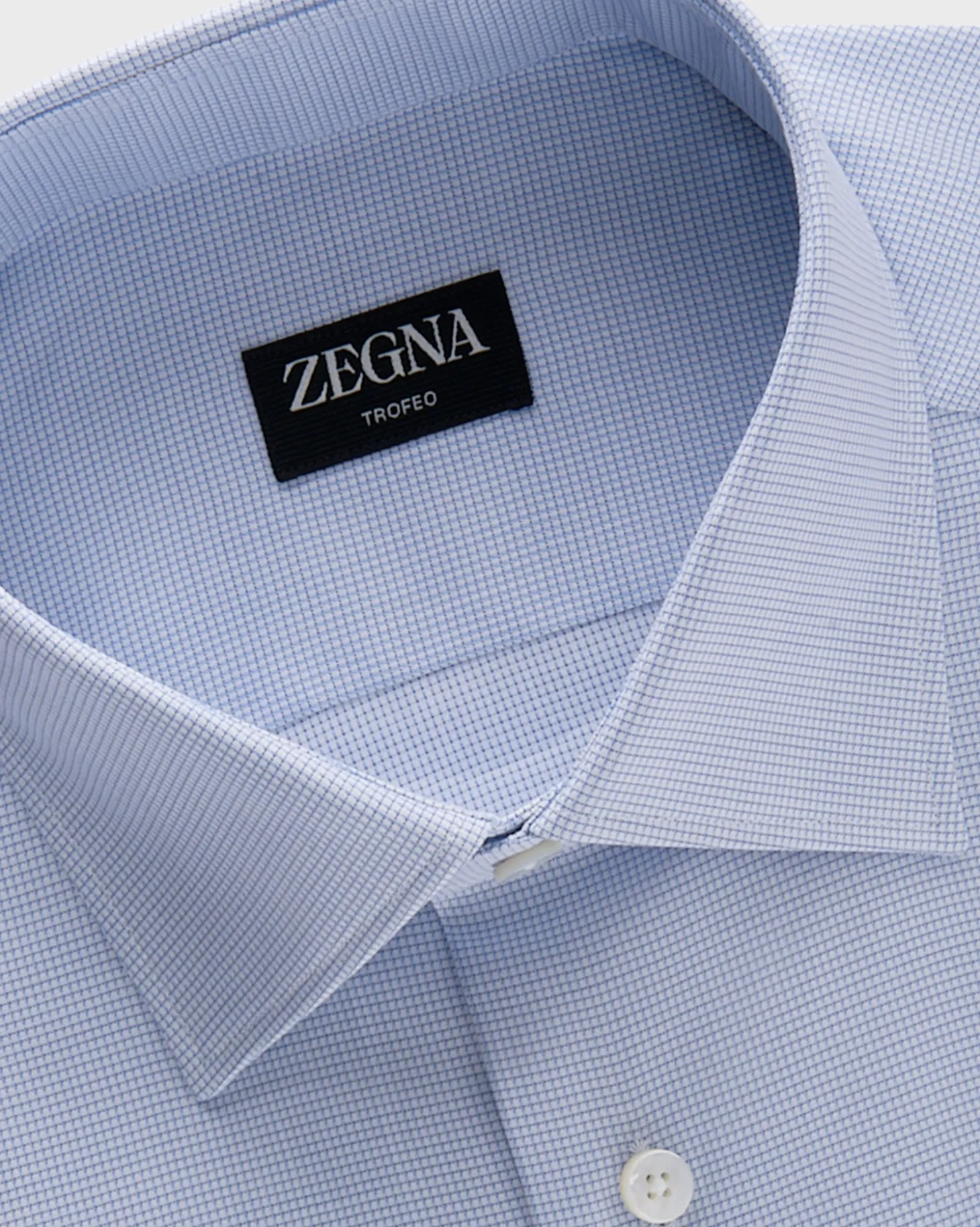 Blue Micro Check Trofeo Cotton Shirt
