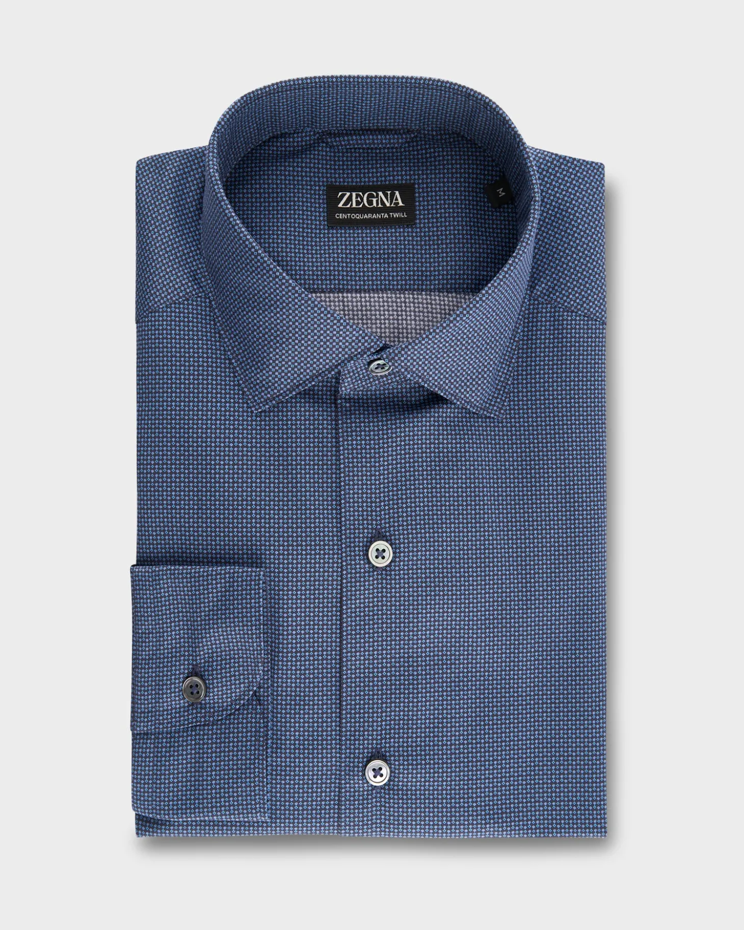 Blue Micropattern Centoquatra Twill Shirt