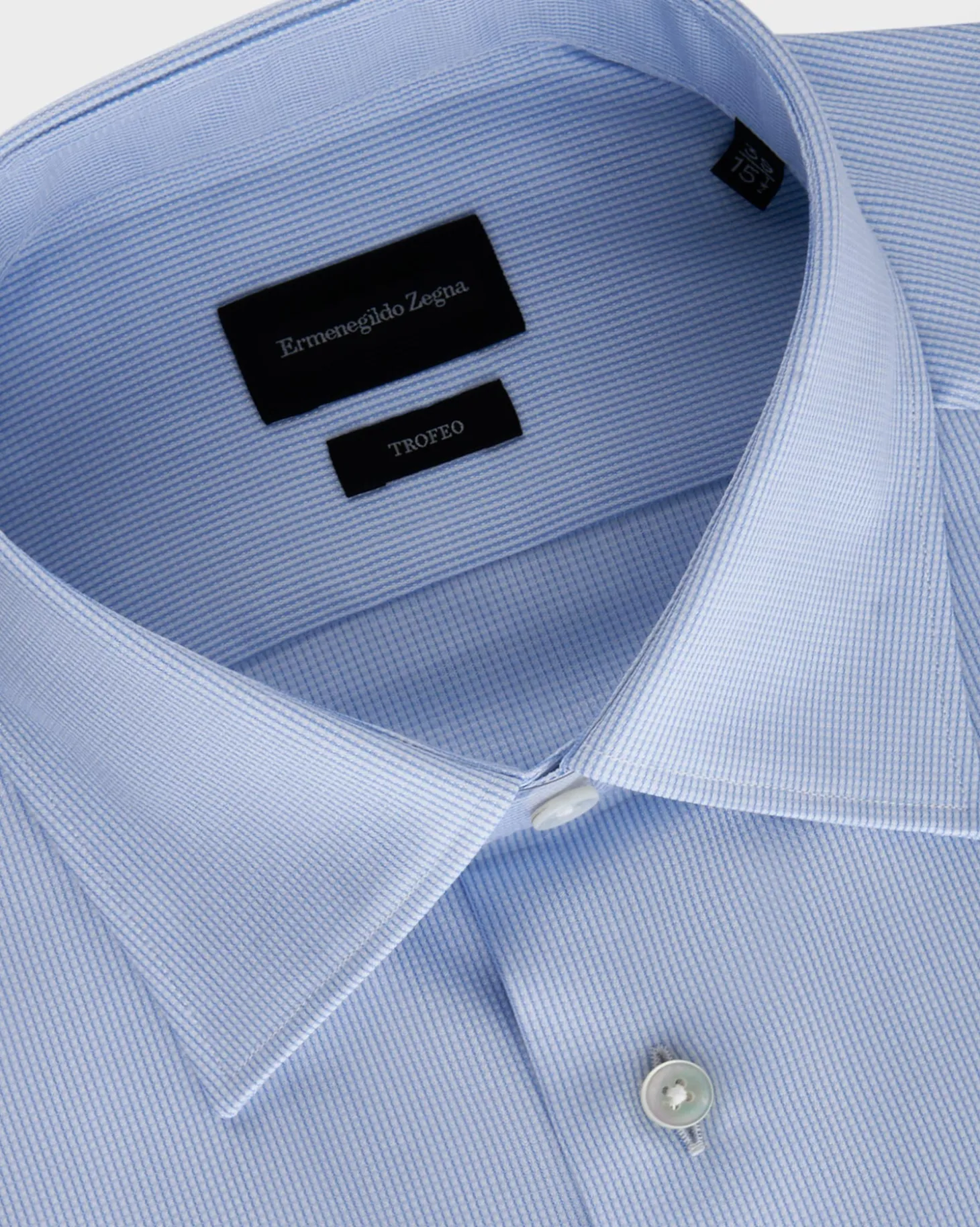 Blue Microstructured Trofeo Cotton Shirt
