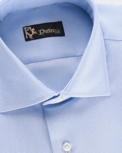Blue Microtexture Tailored Cotton Shirt