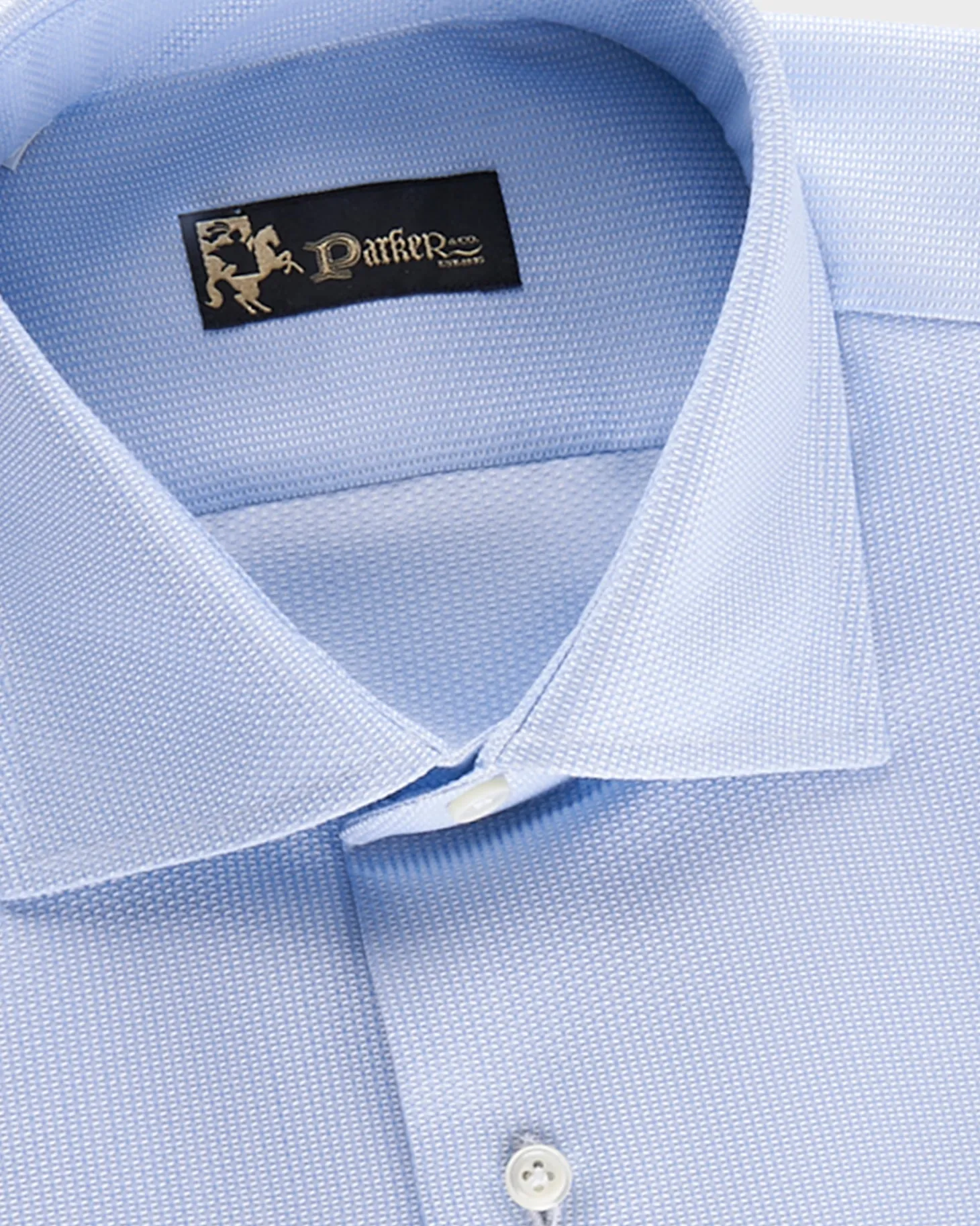 Blue Microtexture Tailored Cotton Shirt