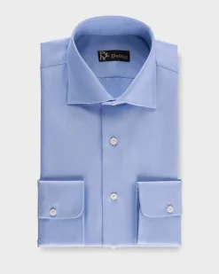 Blue Microtexture Tailored Cotton Shirt