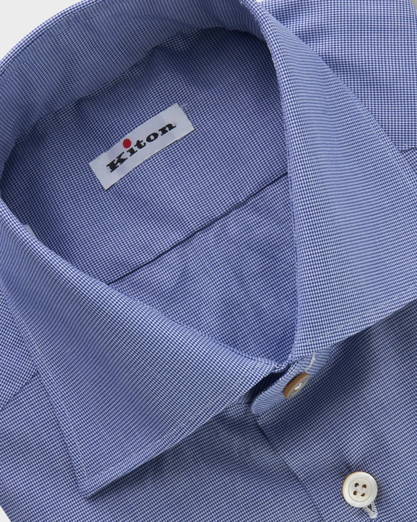 Blue Mini Houndstooth Cotton Shirt