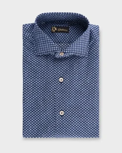 Blue Mini Pattern Cotton Shirt