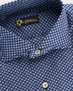 Blue Mini Pattern Cotton Shirt