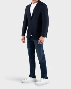 Blue/ Navy Wool Cross Weave Jacket