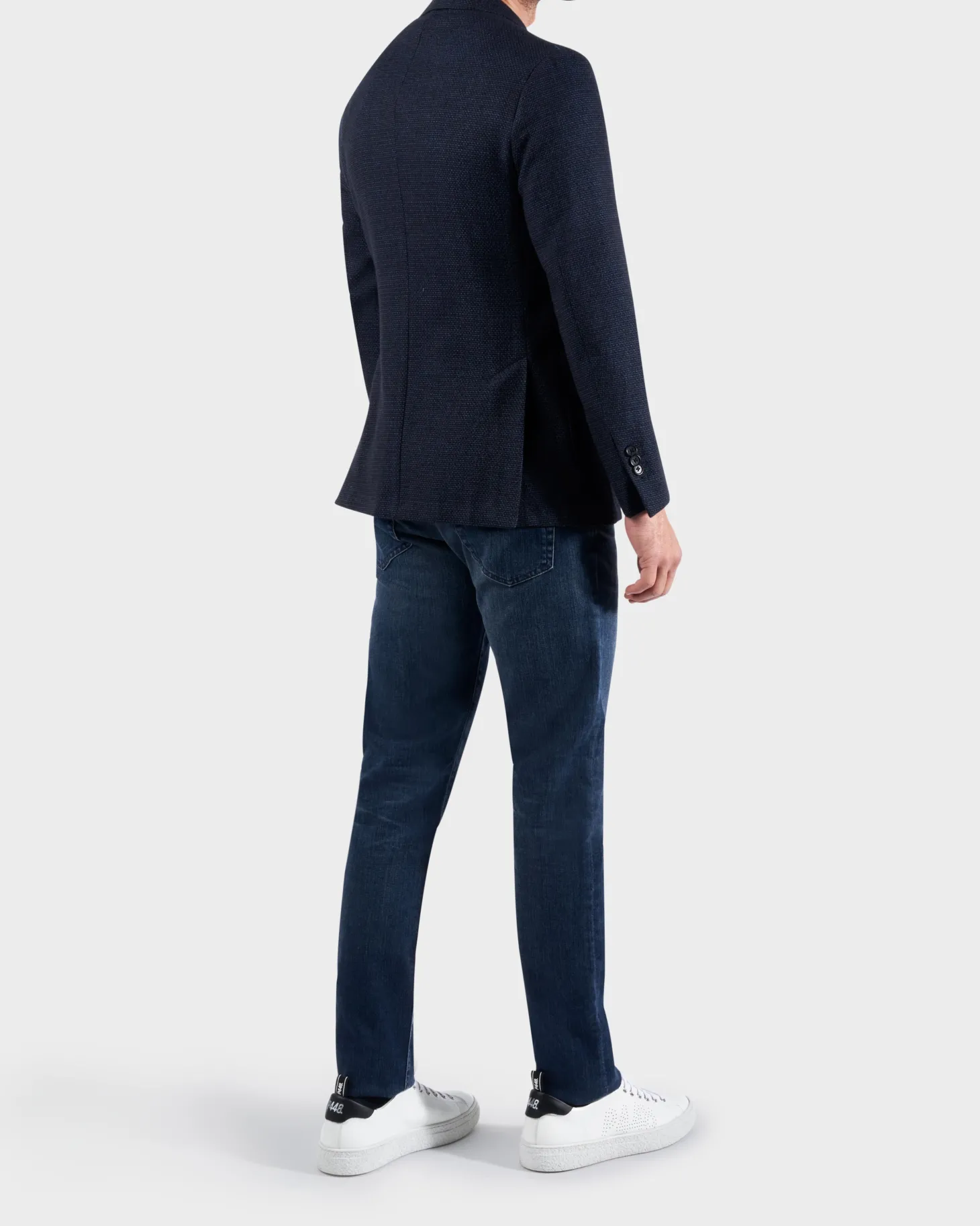 Blue/ Navy Wool Cross Weave Jacket