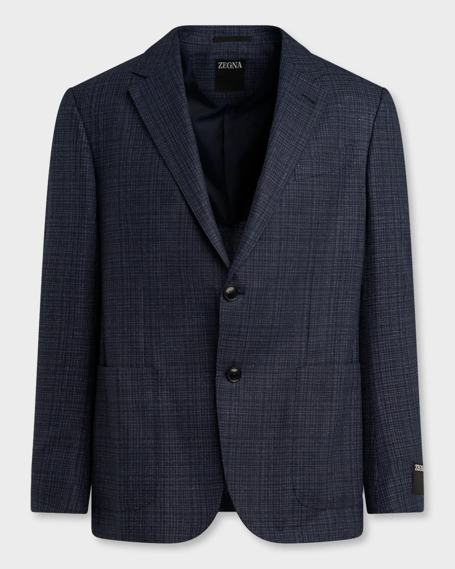 Blue Plaid Silk Wool Sports Jacket