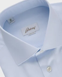 Blue Self Stripe French Cuff Cotton Shirt