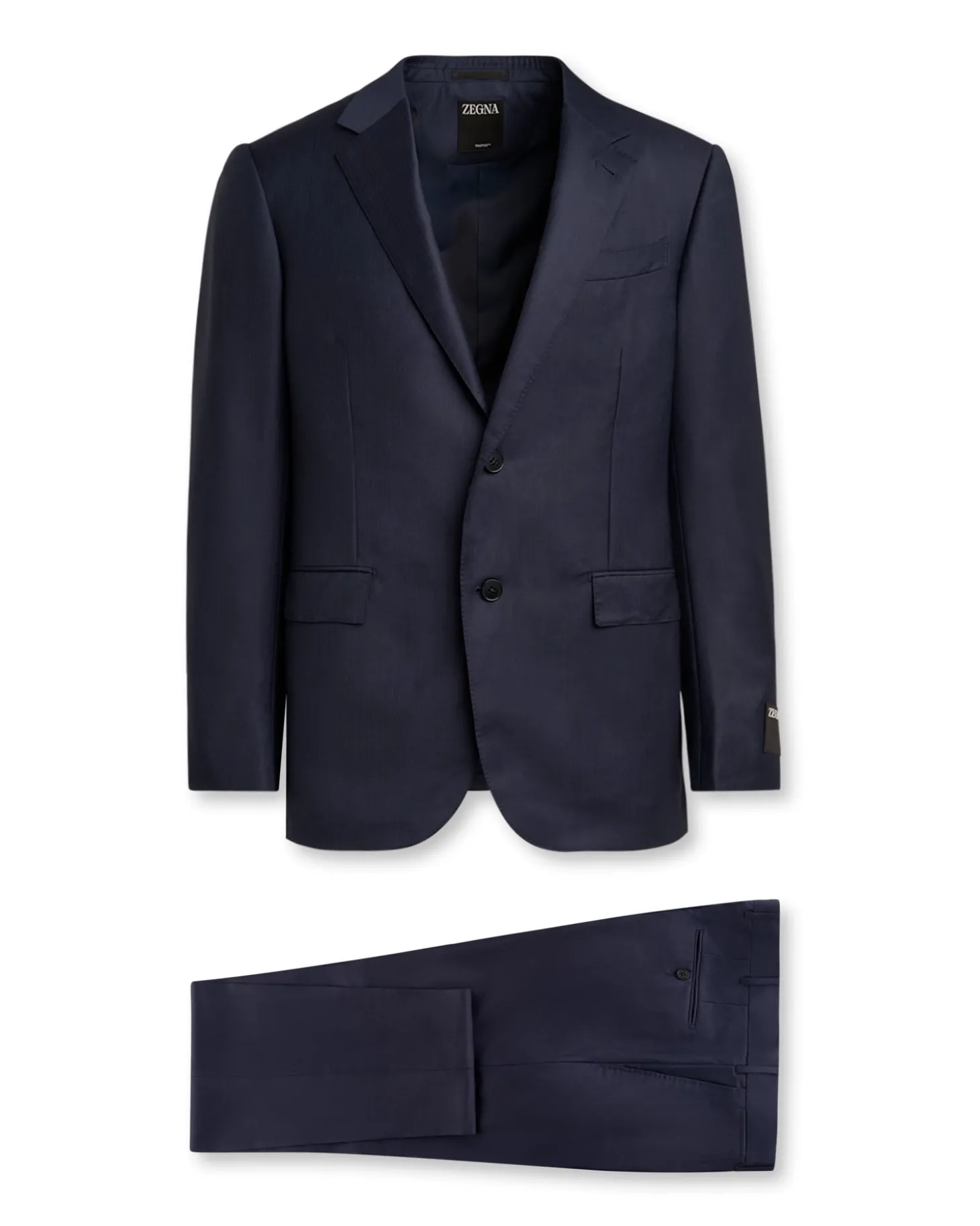 Blue Self Stripe Herringbone Trofeo Wool Suit