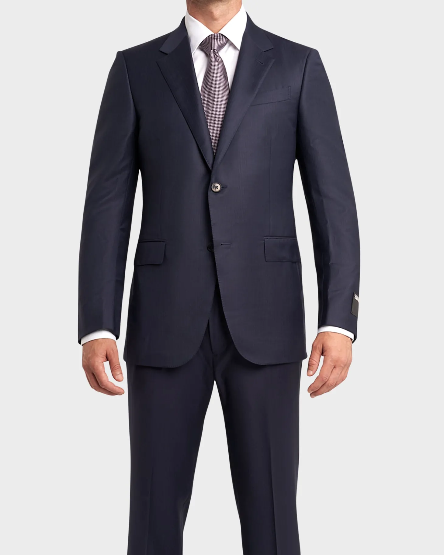 Blue Self Stripe Herringbone Trofeo Wool Suit