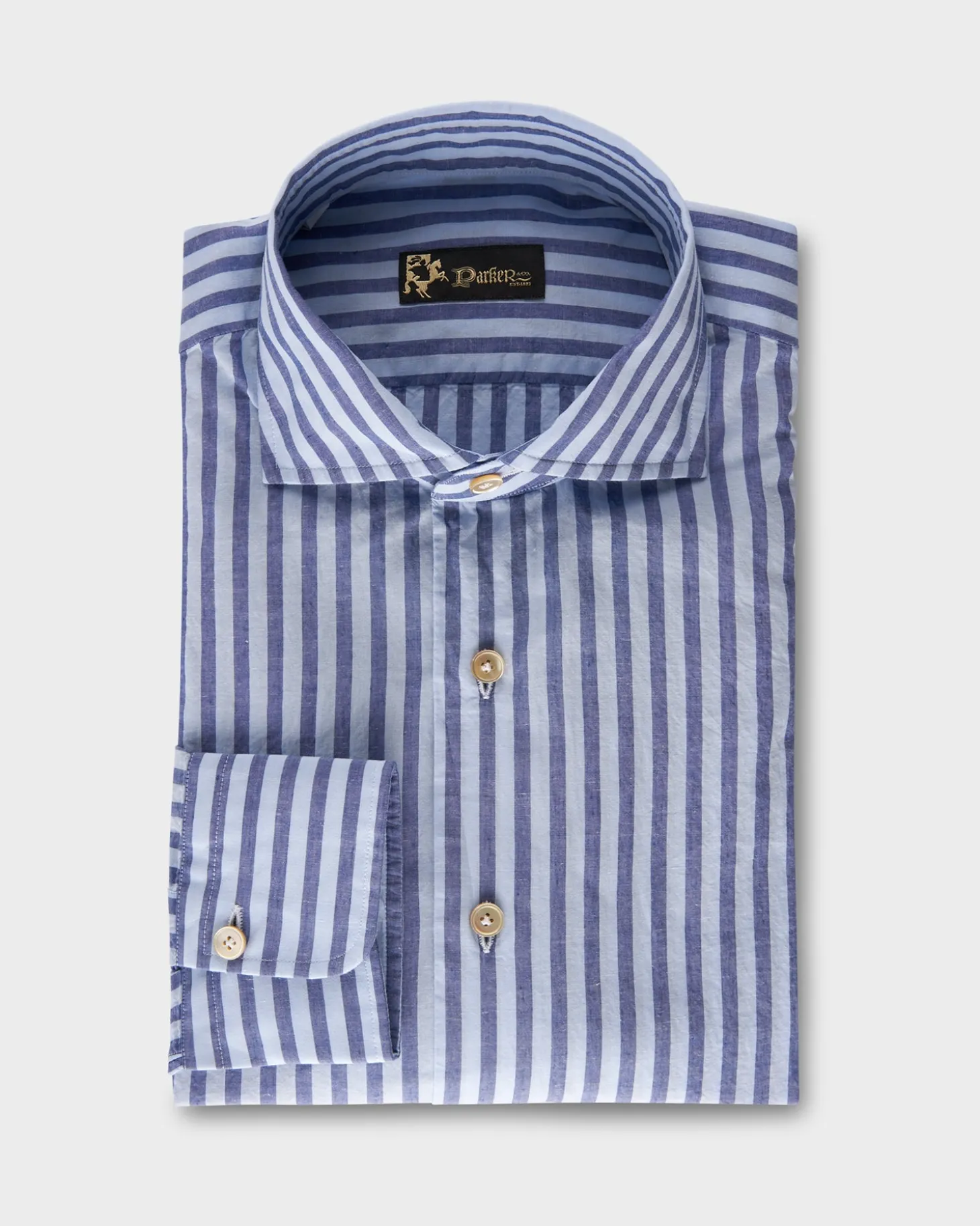 Blue Striped Cotton Linen Shirt