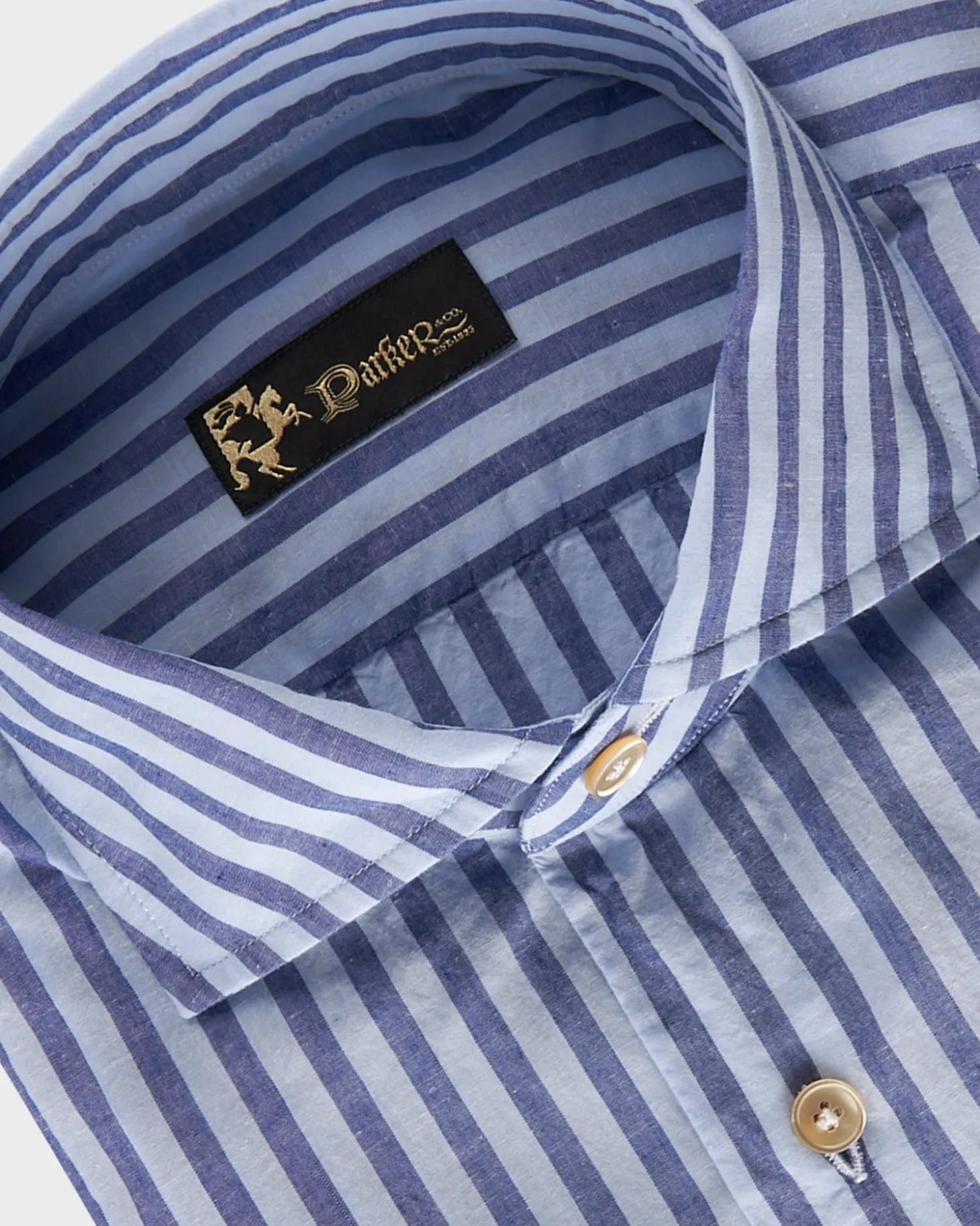 Blue Striped Cotton Linen Shirt