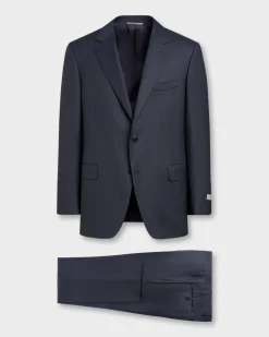 Blue Textured Wool Suit