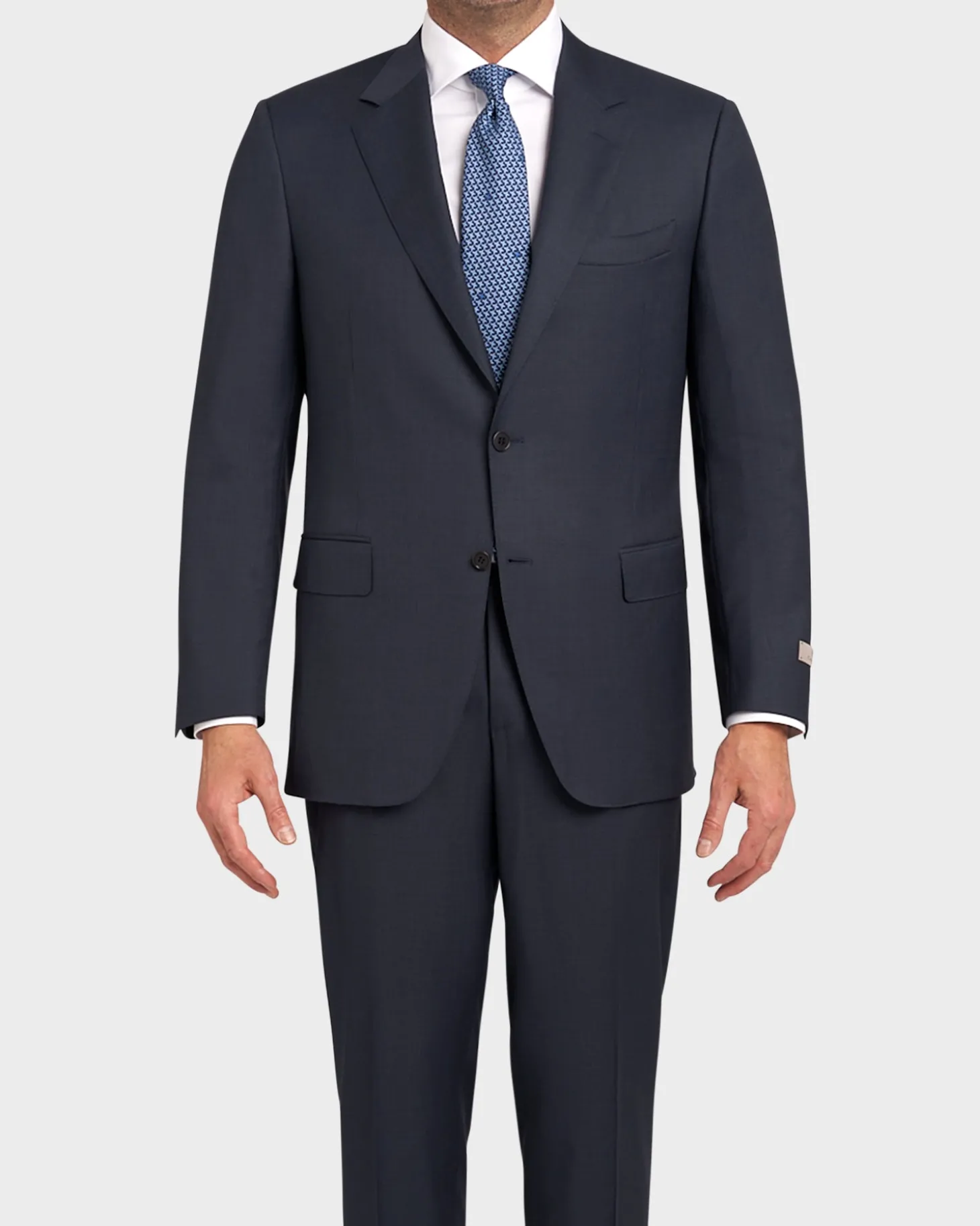 Blue Textured Wool Suit