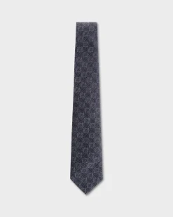 Blue White And Grey Square Pattern Tie