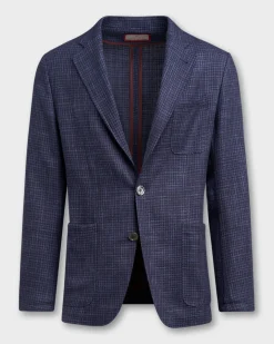 Blue Wool Cotton Silk And Linen Lightweight Shirt Jacket