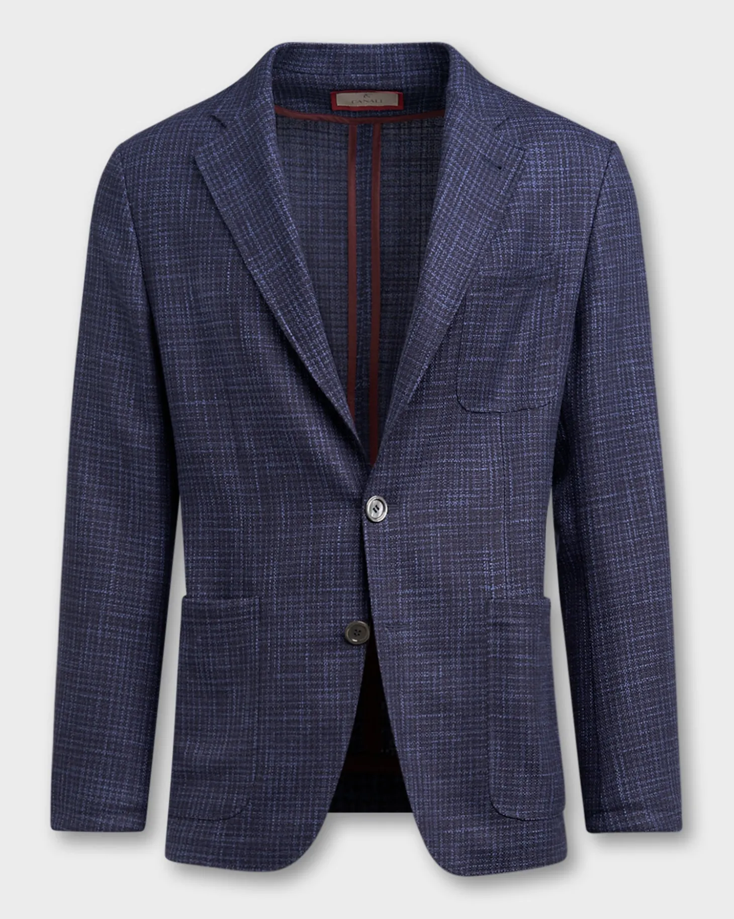 Blue Wool Cotton Silk And Linen Lightweight Shirt Jacket