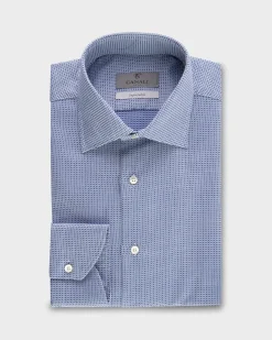 Blue Woven Pattern Impeccabile Cotton Shirt