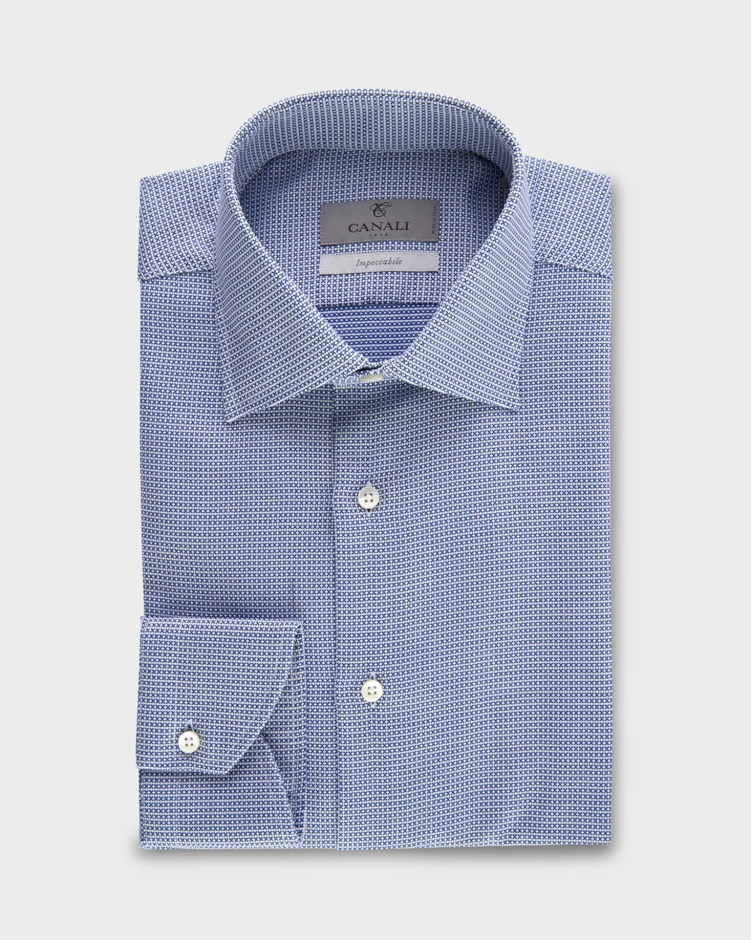 Blue Woven Pattern Impeccabile Cotton Shirt