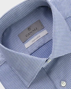Blue Woven Pattern Impeccabile Cotton Shirt