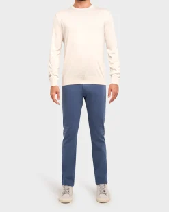 Bright Blue Sueded Sateen Slim Fit Jeans