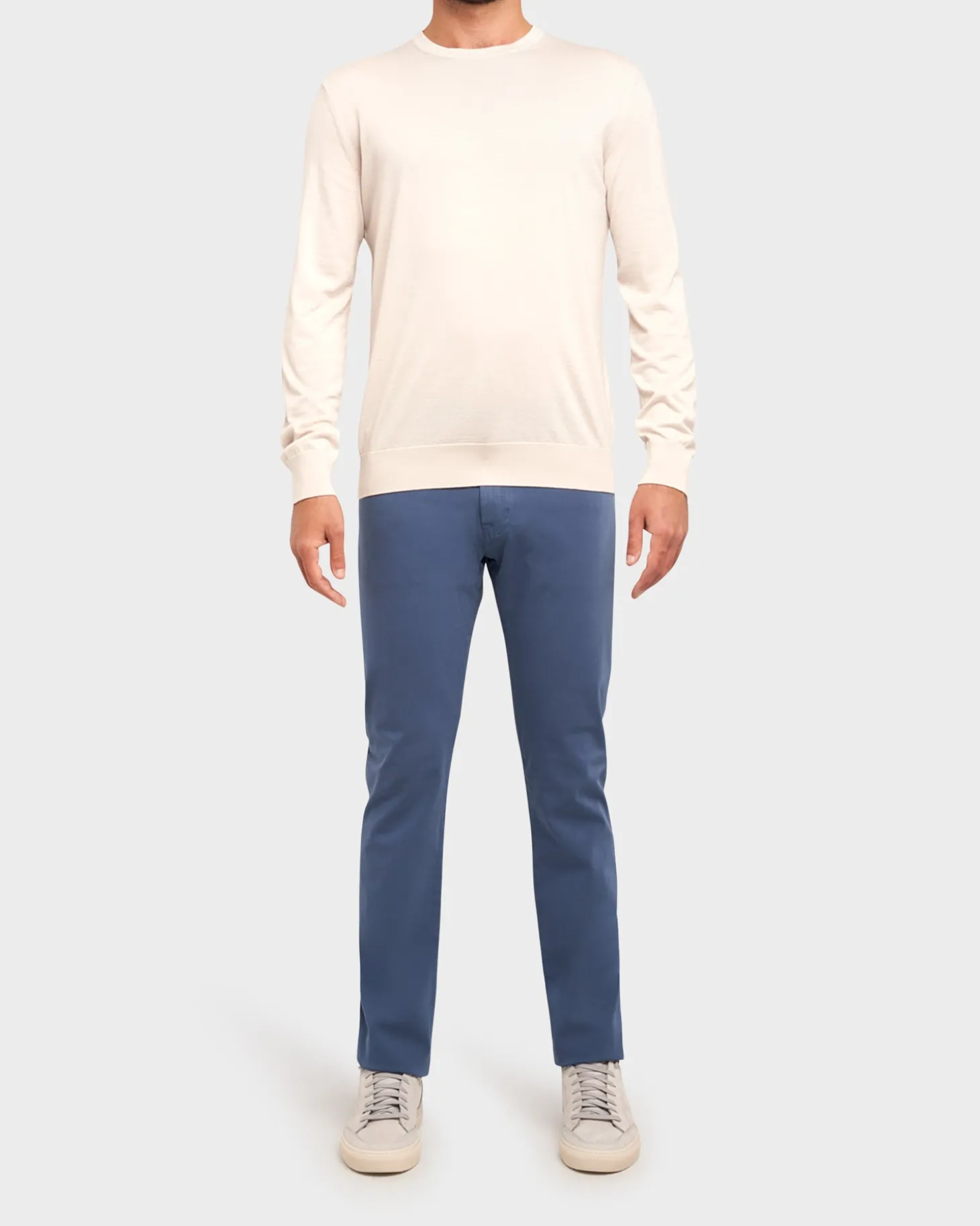 Bright Blue Sueded Sateen Slim Fit Jeans