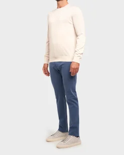 Bright Blue Sueded Sateen Slim Fit Jeans