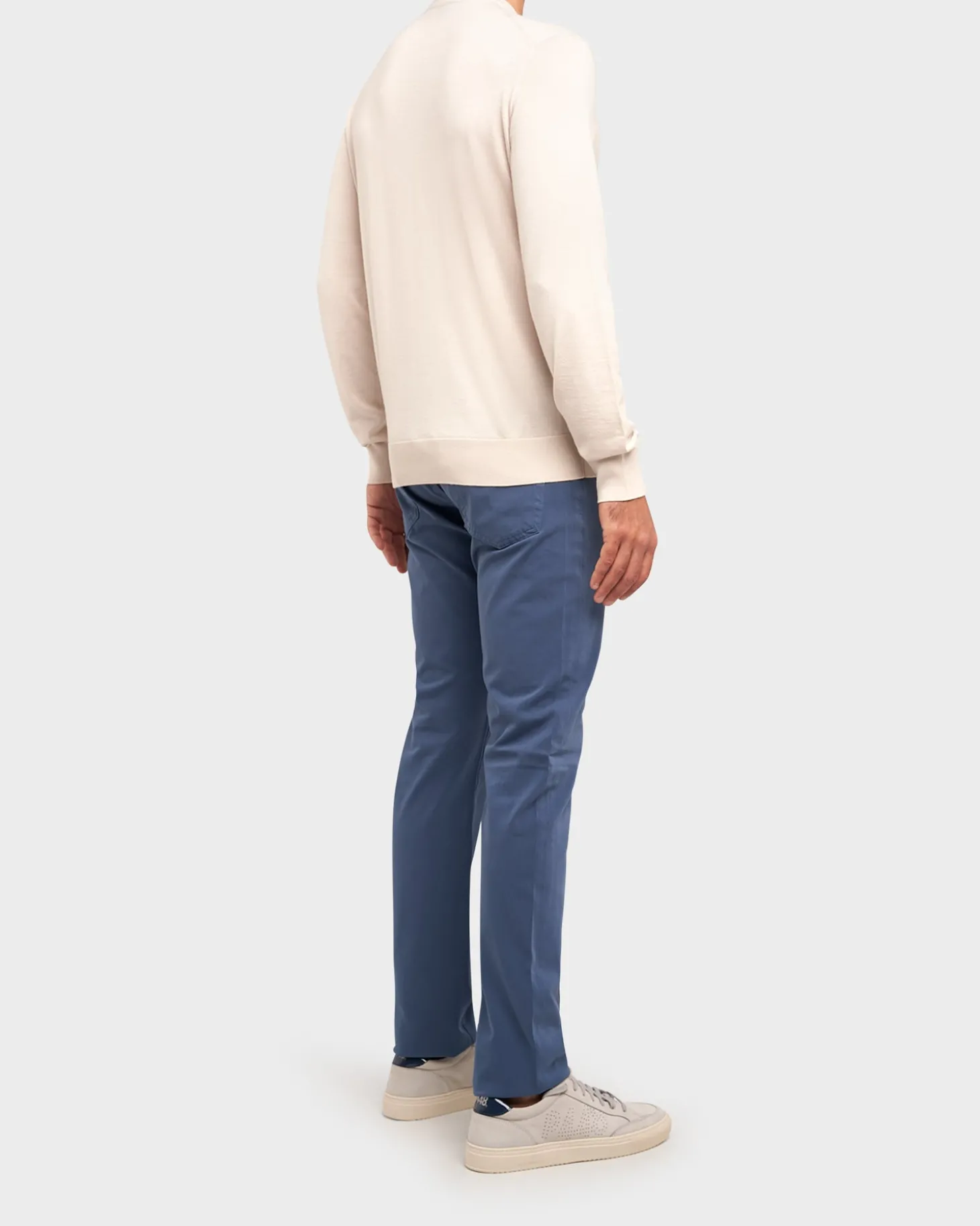 Bright Blue Sueded Sateen Slim Fit Jeans