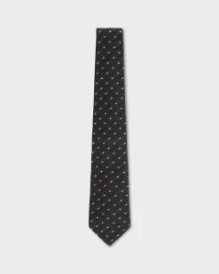 Brown And White Spotted Cotton Silk Tie