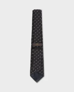 Brown And White Spotted Cotton Silk Tie