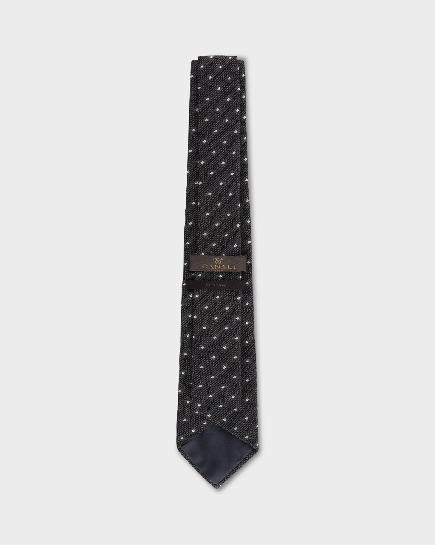 Brown And White Spotted Cotton Silk Tie