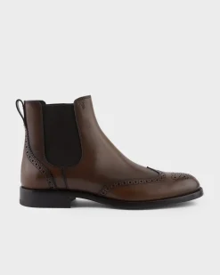Brown Brogue Detail Chelsea Boots