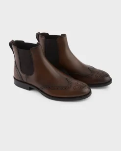 Brown Brogue Detail Chelsea Boots