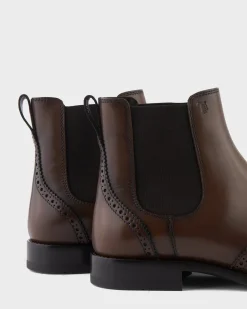 Brown Brogue Detail Chelsea Boots