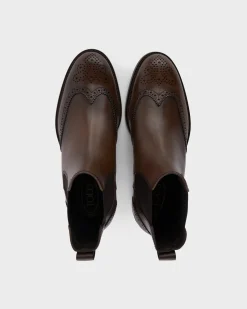 Brown Brogue Detail Chelsea Boots