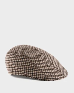 Brown Houndstooth Baker Boy Cap