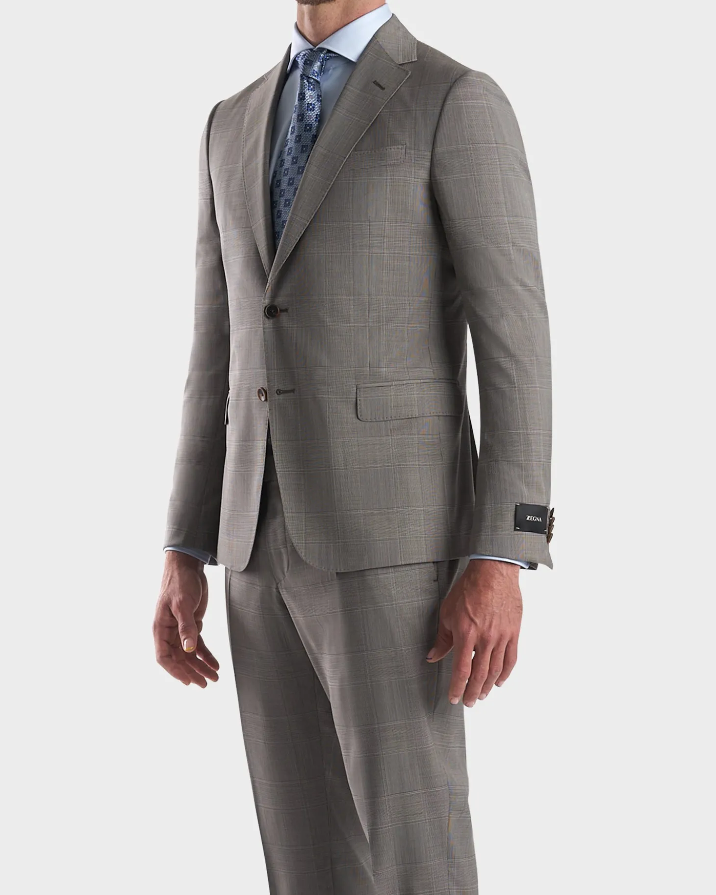 Brown Prince Of Wales Check Wool Suit