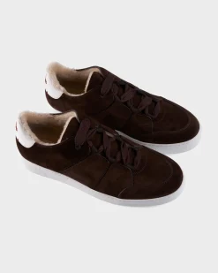 Brown Suede Shearling Tiziano Sneakers
