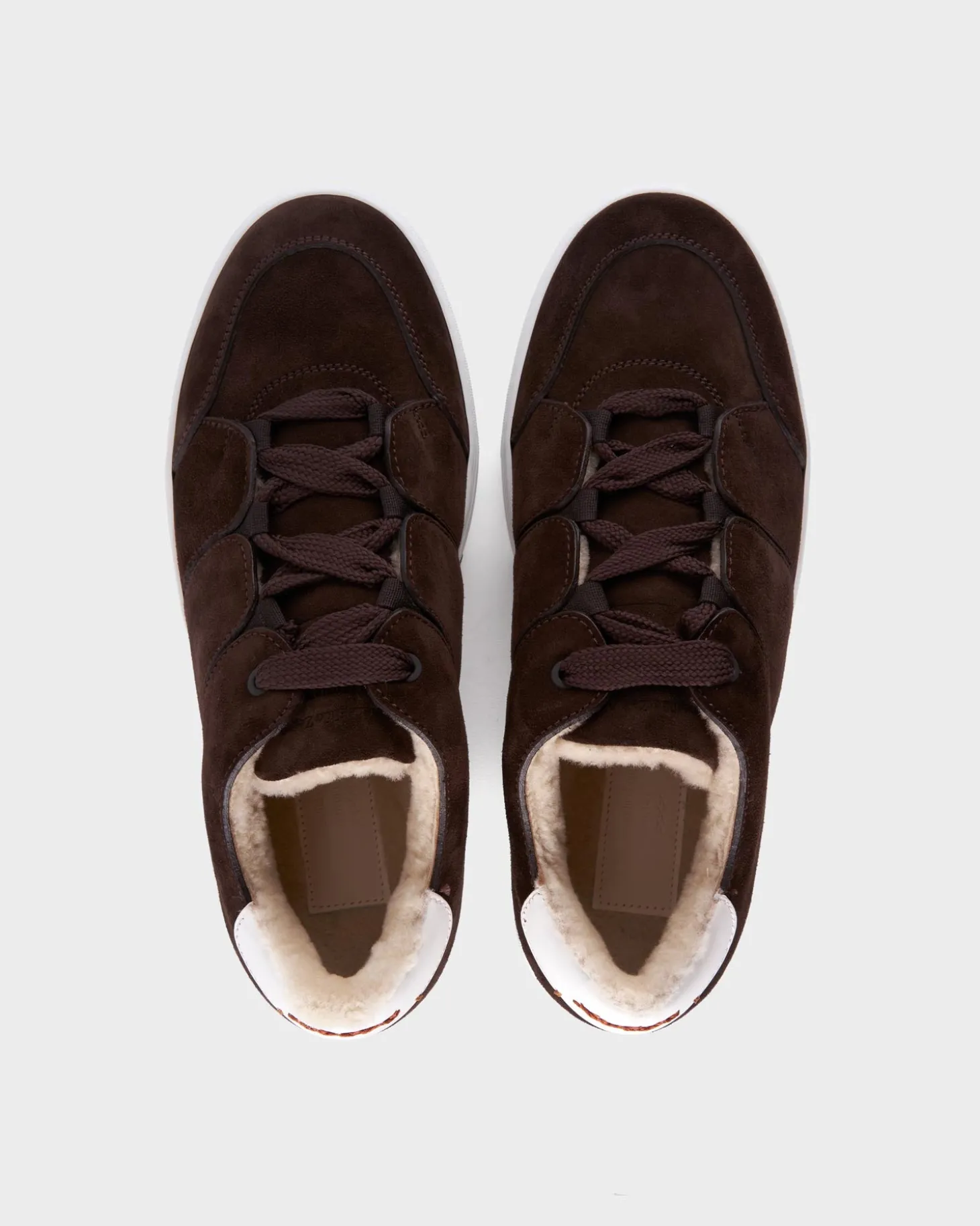 Brown Suede Shearling Tiziano Sneakers