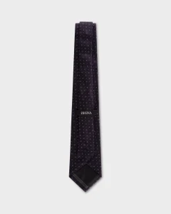 Burgundy With Blue And White Micro Pattern Tie