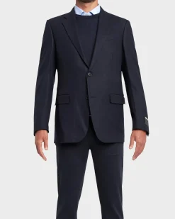 Cashmere Mink Solid Navy Blazer