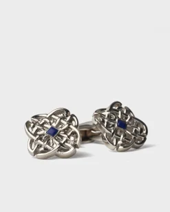 Celtic Stone Silver Cufflinks