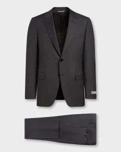 Charcoal With Blue Micro Pattern Wool Suit