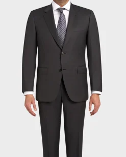 Charcoal With Blue Micro Pattern Wool Suit