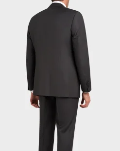 Charcoal With Blue Micro Pattern Wool Suit